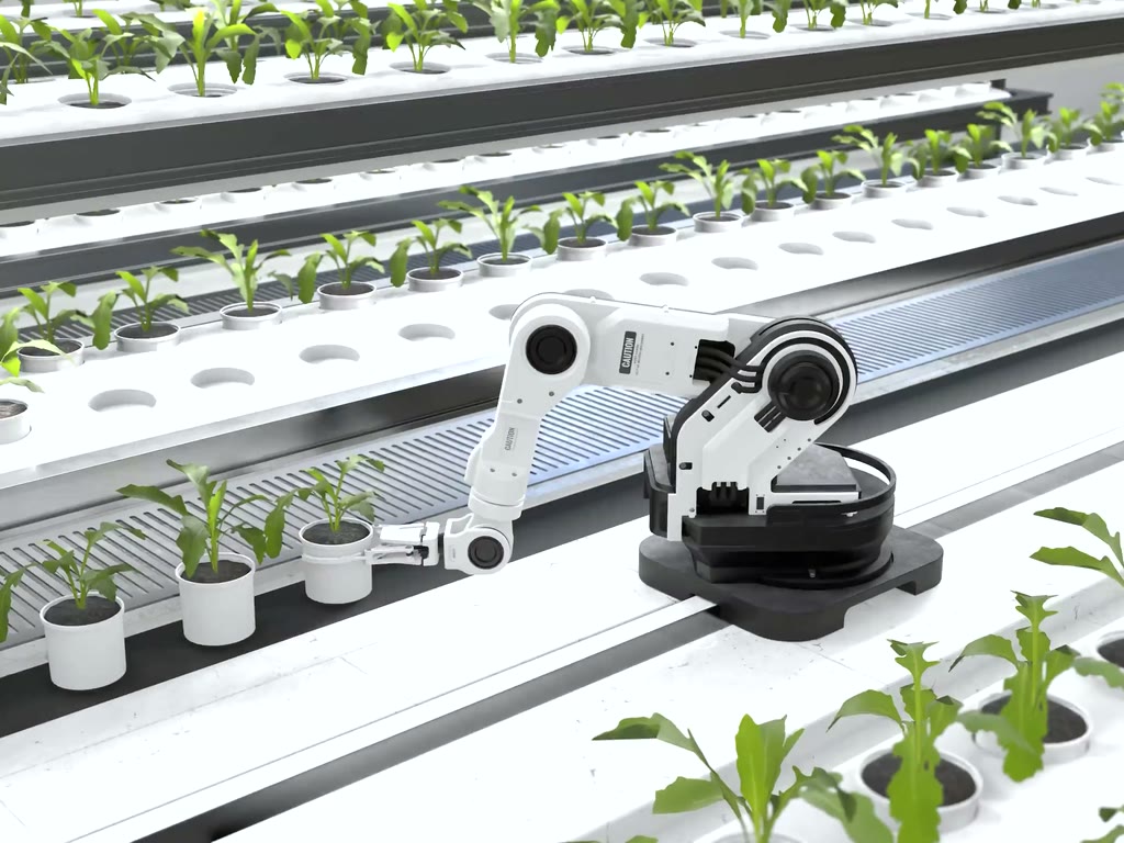 Robotic farm machinery working a field