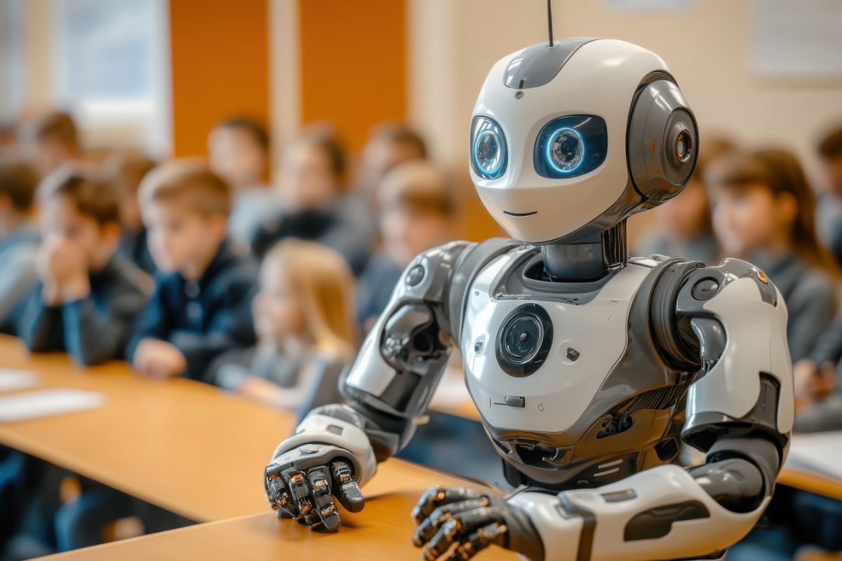 A domestic robot in a home